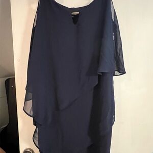 Le Chateau Navy Blue Layered Chiffon Dress